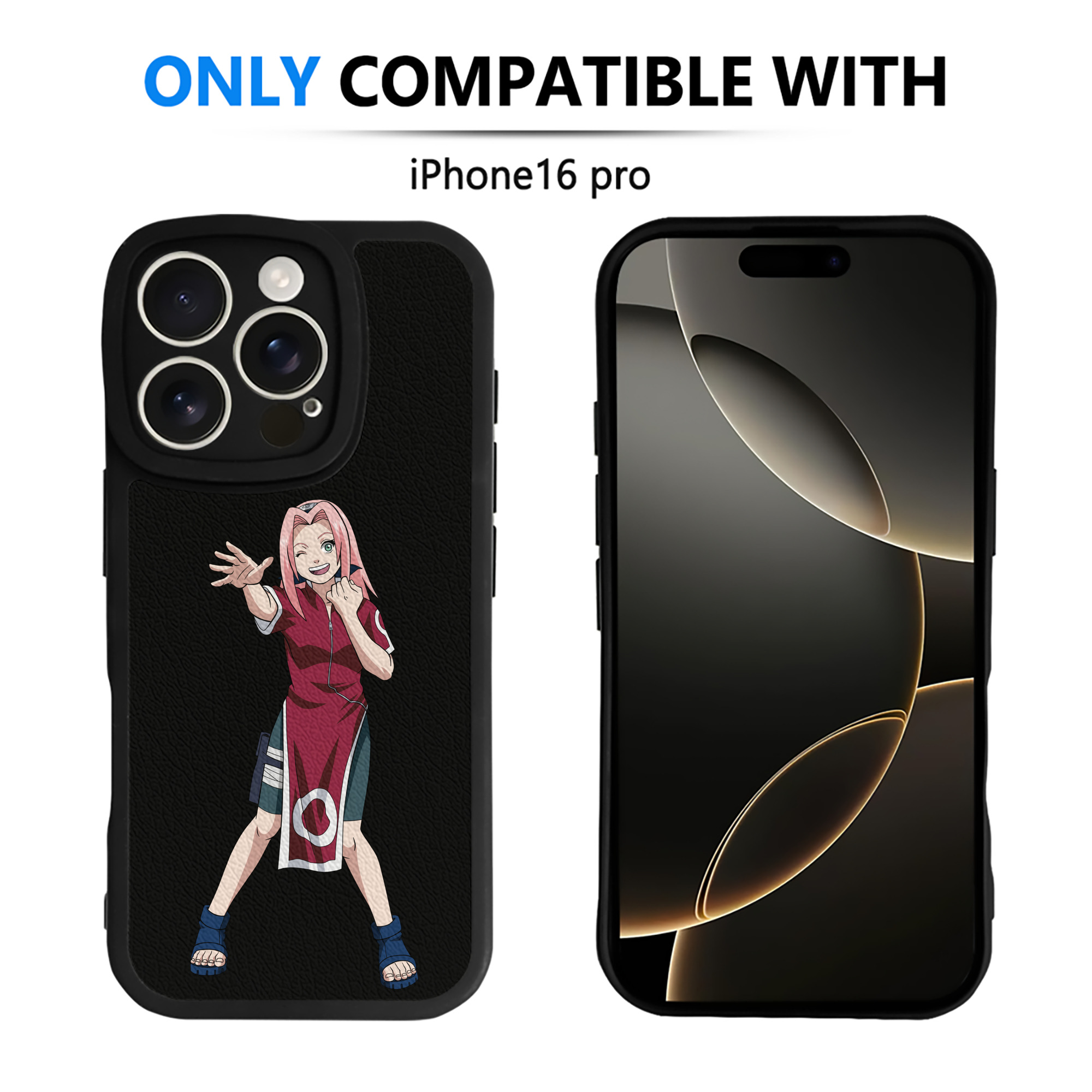（画像用） NARUTO -ナルト- 春野サクラ Haruno Sakura 【iPhone 16シリーズ対応】シリコンスマホケース（レザー調） 材質：シリコン